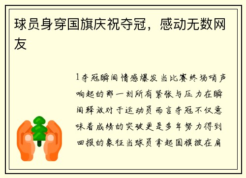 球员身穿国旗庆祝夺冠，感动无数网友